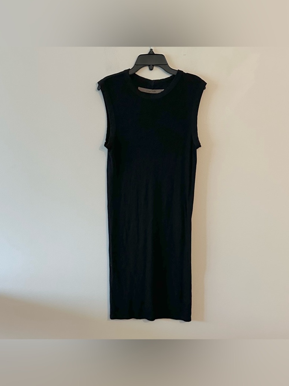 READ Enza Costa Rib Knit Sleeveless Bodycon Dress Black S? Stretch